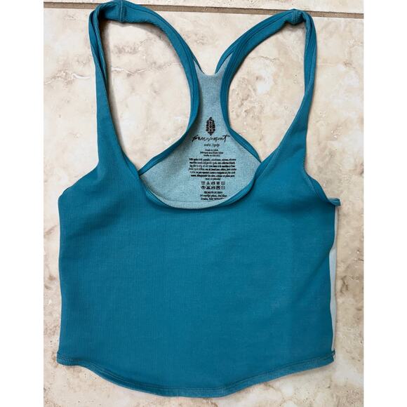 Free People Movement Turquoise teal blue crop tank racerback XS/S NWOT - Picture 1 of 5